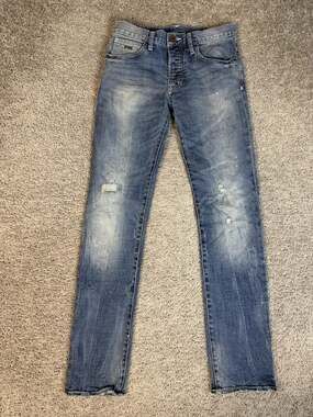 Emporio Armani Jeans Womens 30 Blue Jude Sexy Fit Skinny Distressed 32 Inseam